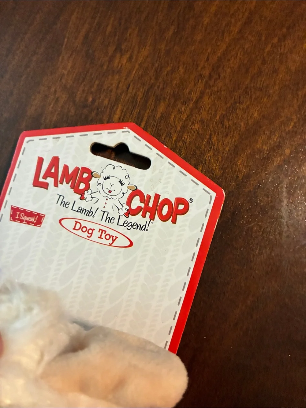 Plush Lamb Dog Toy - Cream & Red